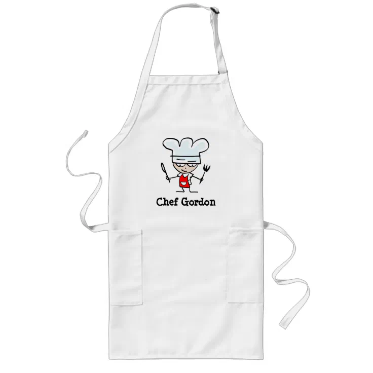 Personalizable apron for men with funny chef image | Zazzle