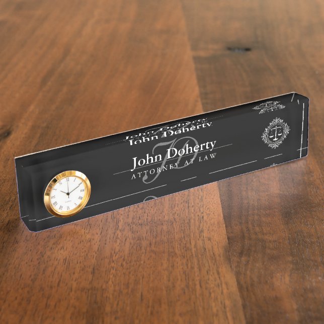 Personalizable ATTORNEY AT LAW Desk Name Plate (Side)