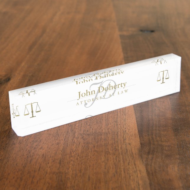 Personalizable ATTORNEY AT LAW Desk Name Plate (Side)