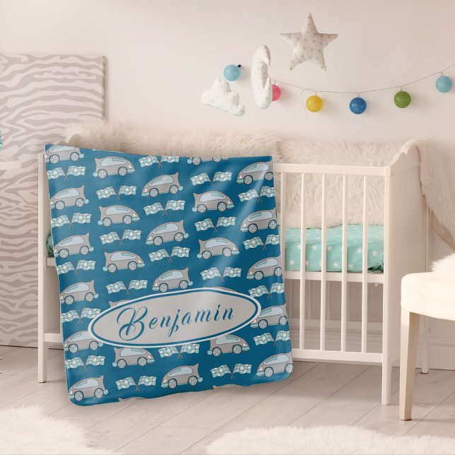 Personalizable Baby Blanket Race Car with Name (Creator Uploaded)