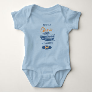 Personalizable Baby one piece saying about Auntie Bodysuit