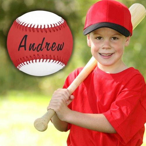 Personalizable Baseball with Name Red and White