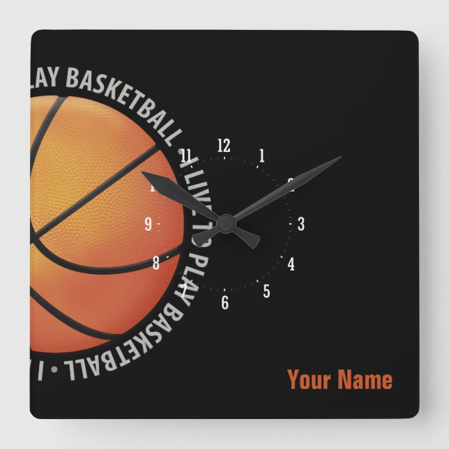 Personalizable Basketball | Sport Gifts Square Wall Clock (Front)