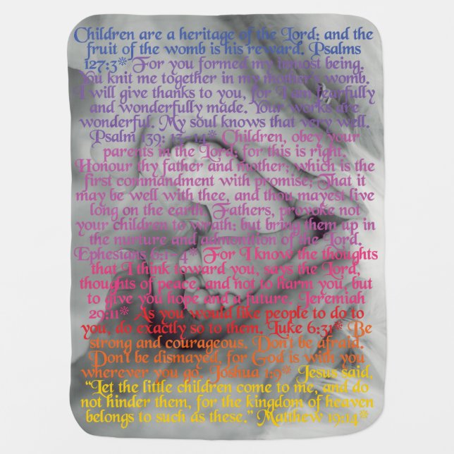 Personalizable Bible Verse Keepsake Baby Blanket (Front)
