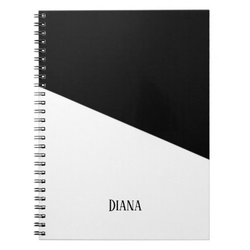 Personalizable black and white abstract diagonal   notebook