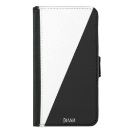 Personalizable black and white abstract diagonal  samsung galaxy s5 wallet case
