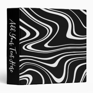 Personalizable Black and White Abstract Pattern  3 Ring Binder