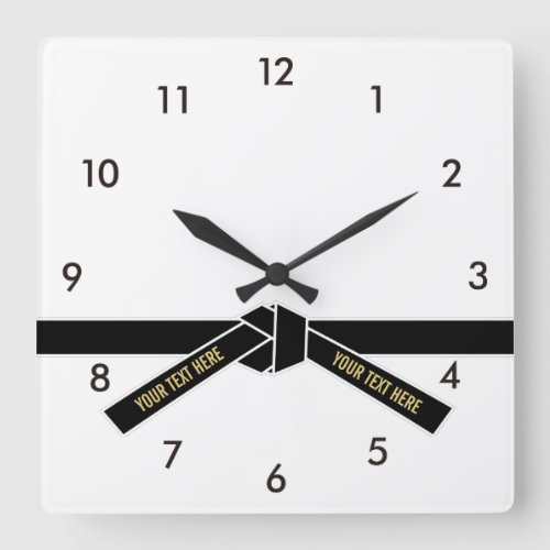 Personalizable Black Belt Kuro_obi Square Wall Clock
