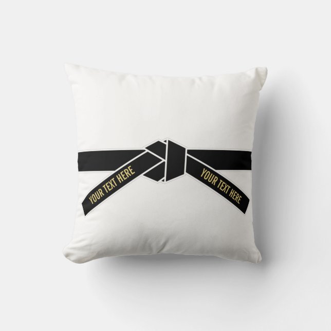 Personalizable Black Belt (Kuro-obi) Throw Pillow (Front)