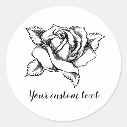 Personalizable black rose classic round sticker