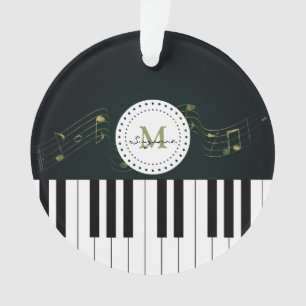 Personalizable Black White Piano Keys Music Notes Ornament