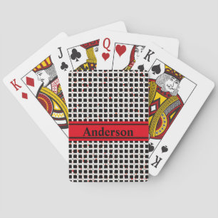 Personalizable Black White Red Pattern Poker Cards