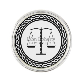Personalizable Black White Scales Of Justice Lapel Pin by wierka at Zazzle