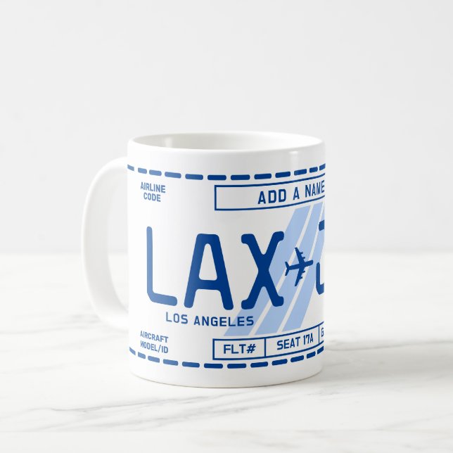 Personalizable Boarding Pass Mug for Travel Fans (Front Left)