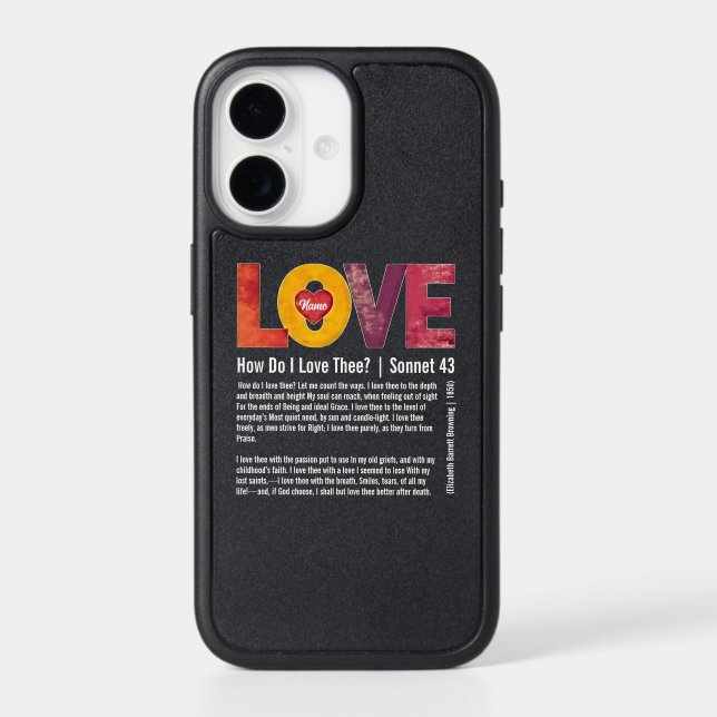 Personalizable Bold Modern Sonnet 43 Valentine's  Otterbox iPhone Case (Back)