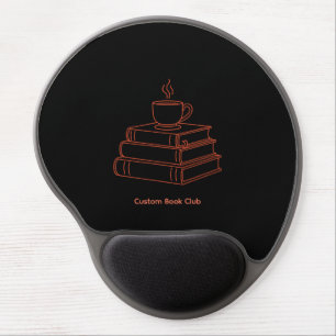 Personalizable Books and Coffee Line Art Aesthetic Gel Mouse Pad