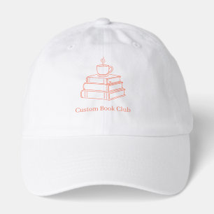 Personalizable Books and Coffee Line Art Aesthetic Hat