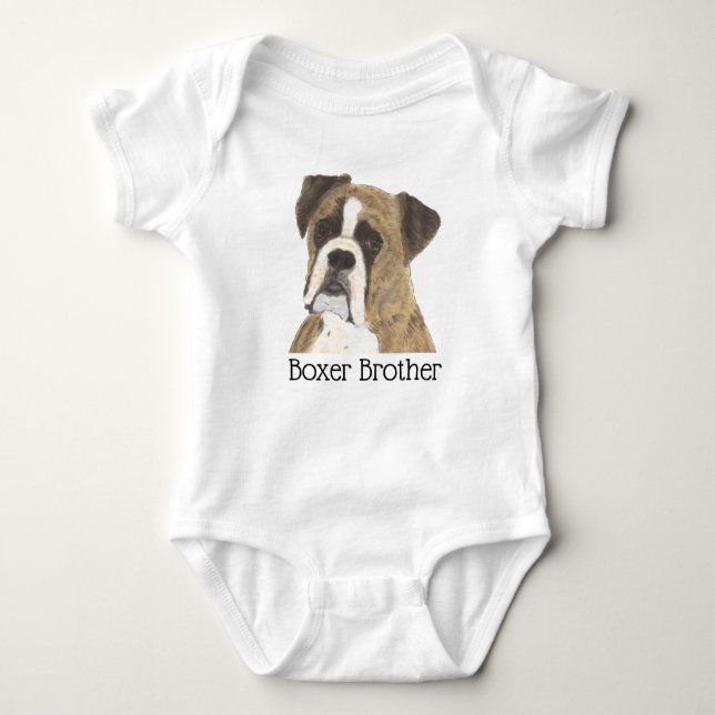 Personalizable Brindle Boxer Dog Baby Bodysuit (Front)
