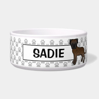 Personalizable Brindle Bullmastiff Dog And Name Bowl
