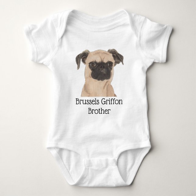 Personalizable Brussels Griffon Dog Baby Bodysuit (Front)