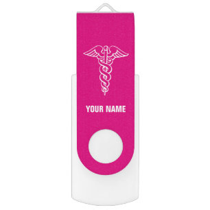 Personalizable caduceus symbol USB pen flash drive