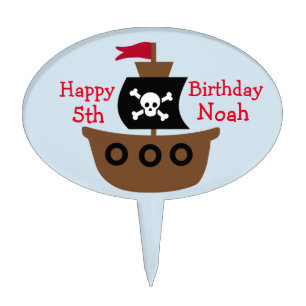 Personalizable Caketopper Pirate Ship Cake Topper