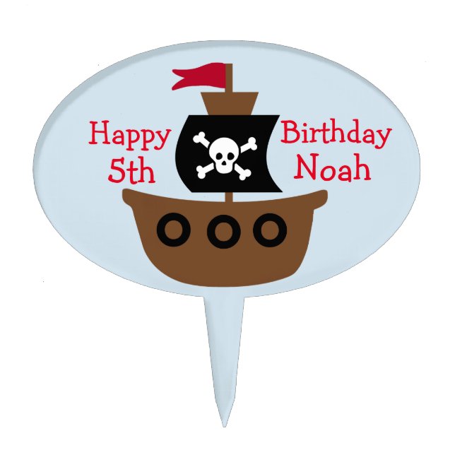 Personalizable Caketopper Pirate Ship Cake Topper (Front)