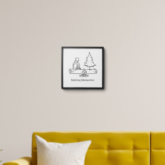 Personalizable Camp Dad Minimalist Line Art Peel And Stick Photo Tile