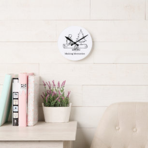 Personalizable Camp Dad Minimalist Line Art Round Clock