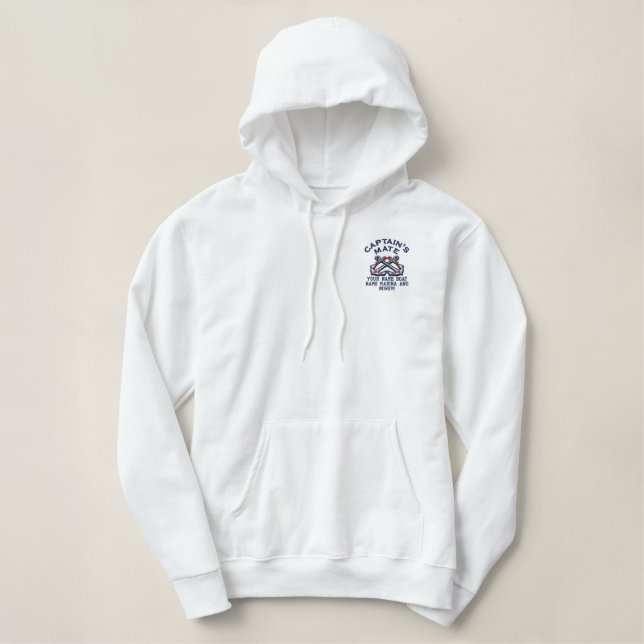 Personalizable Captain's Mate Anchors Embroidery Embroidered Hoodie (Design Front)