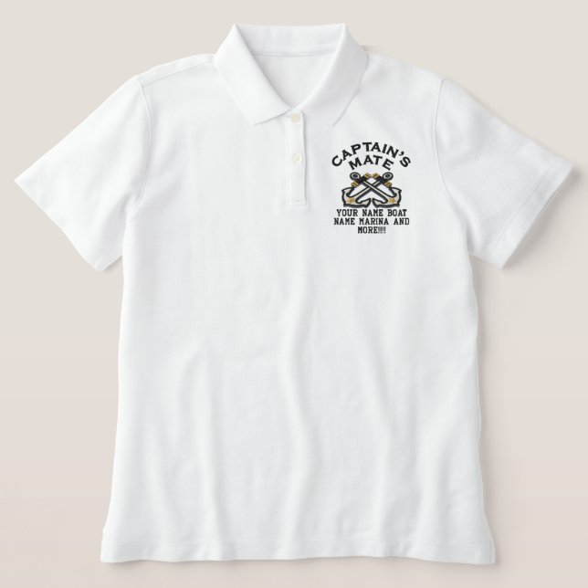 Personalizable Captain's Mate Anchors Embroidery Embroidered Polo Shirt (Design Front)