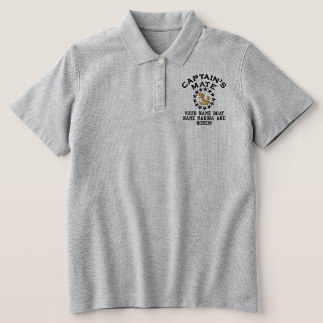 Personalizable Captain's Mate Yacht Flag Embroider Embroidered Polo Shirt (Design Front)