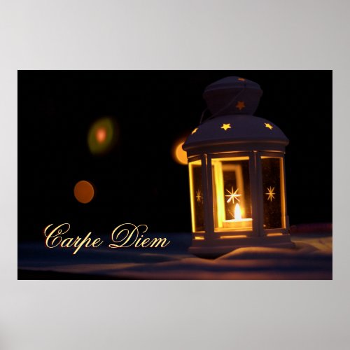 Personalizable Carpe Diem with shiny candle light Poster