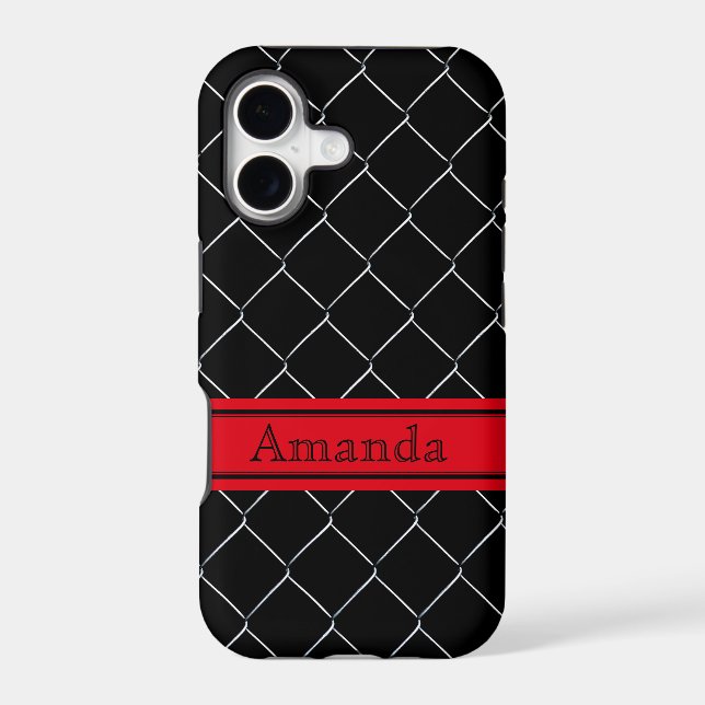 Personalizable Chain Link Fence Pattern Iphone Case (Back)