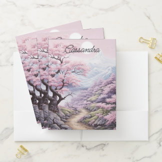 Personalizable Cherry Blossom Landscape Pocket Folder