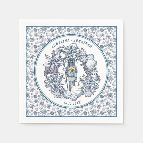 Personalizable Christmas Nutcracker Wreath Wedding Napkins