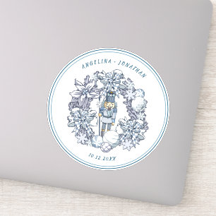 Personalizable Christmas Nutcracker Wreath Wedding Sticker