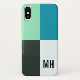 Personalizable Coal Ivory Teal Blue Turquoise iPhone X Case