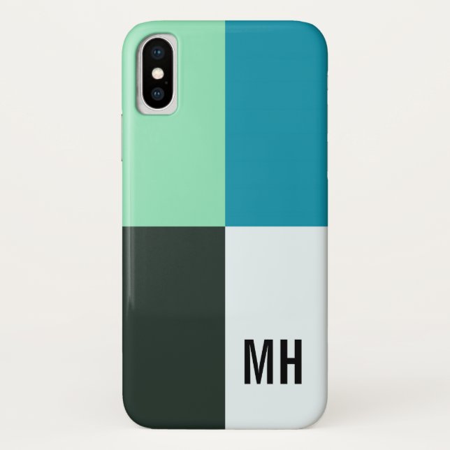 Personalizable Coal Ivory Teal Blue Turquoise Case-Mate iPhone Case (Back)