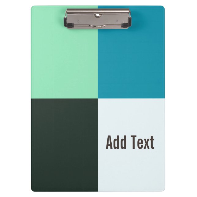 Personalizable Coal Ivory Teal Blue Turquoise Clipboard (Front)