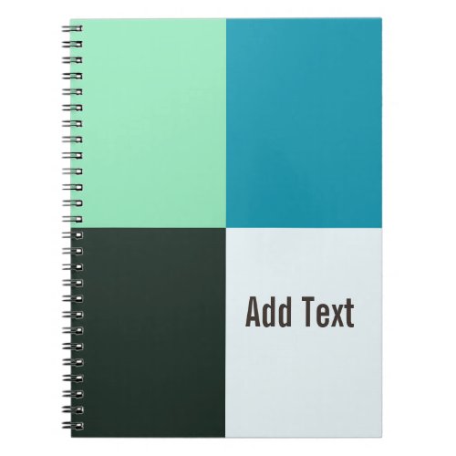 Personalizable Coal Ivory Teal Blue Turquoise Notebook