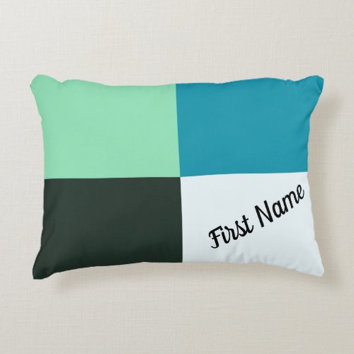 Personalizable Coal White Teal Green Blue Aqua Accent Pillow