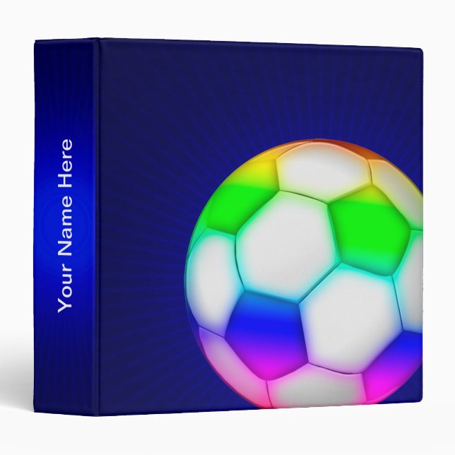 Personalizable Colorful Soccer | Cool Gifts 3 Ring Binder (Front/Spine)