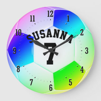 Personalizable Colorful Soccer | Football Gift Large Clock