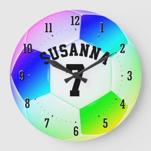 Personalizable Colorful Soccer  Football Gift Large Clock