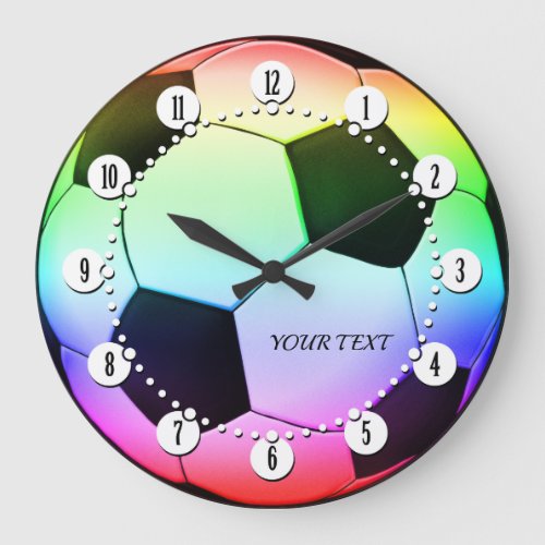 Personalizable Colorful Soccer Football Large Clock