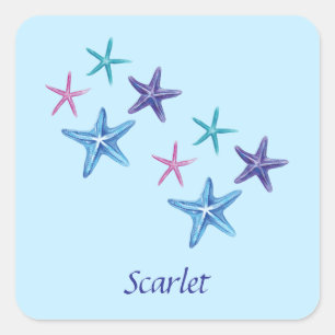 Personalizable Colourful Starfish writing Square Sticker