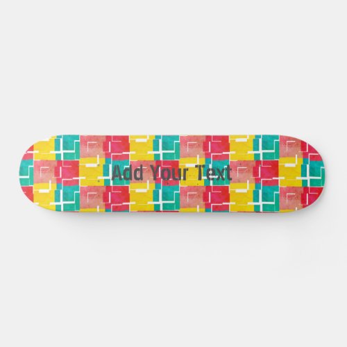 Personalizable COOL Teal Pink Yellow Red Pattern  Skateboard