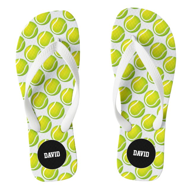 Personalizable Cool Tennis Pattern Sport Gift Flip Flops (Footbed)