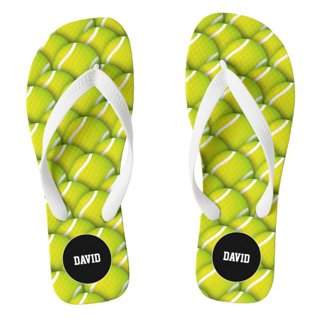 Personalizable Cool Tennis Pattern Sport Gift Flip Flops (Footbed)